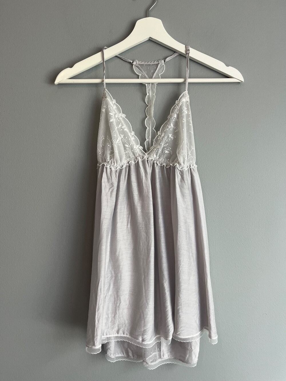 Victoria's Secret Womens S Gray Lace Babydoll Chemise Coquette Romantic Feminine